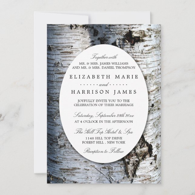 Country Rustic Birch Tree Wedding Invitation (Front)