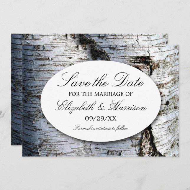 Country Rustic Birch Tree Wedding Save The Date (Front/Back)