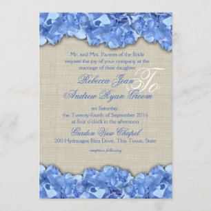 Country Rustic Blue Hydrangea Invitation