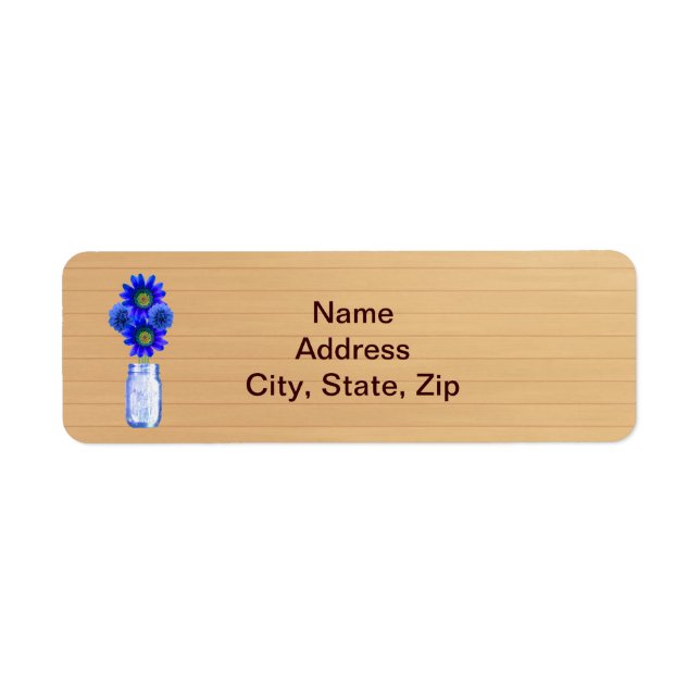 Country Rustic Blue Mason Jar Address Labels (Front)