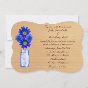 Country Rustic Blue Mason Jar Wedding Invitation