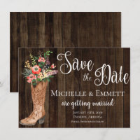 Country Rustic Boot Western Save the Date Card