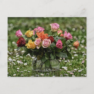 Country Rustic Bouquet Of Roses Postcard