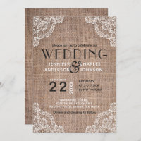 Country Rustic Burlap Fabric Lace Trim Wedding