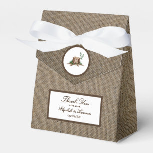 Country Rustic Burlap Monogram Tree Wedding Favour Box