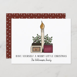 Country Rustic Candles and Berries Christmas  Holiday Postcard
