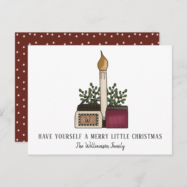 Country Rustic Candles and Berries Christmas  Holiday Postcard (Front/Back)