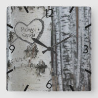 Country Rustic Carved Heart Birch Tree