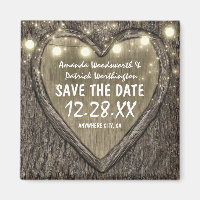 Country Rustic Carved Oak Tree Save the Date