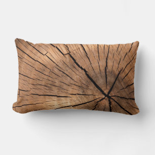 Country Rustic Cracked Wood Tree Log Lumbar Cushion