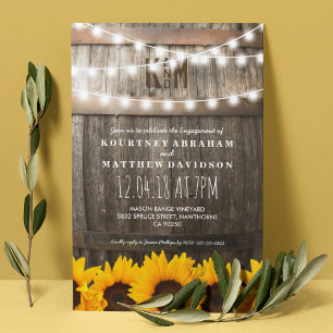Country Rustic Engagement Party   Sunflowers Invitation