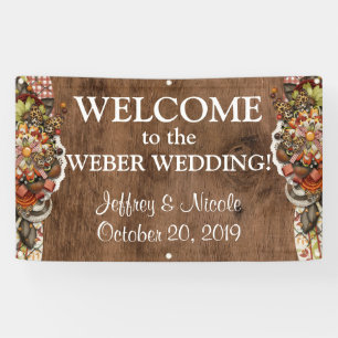 Country Rustic Fall Autumn Custom Wedding Banner