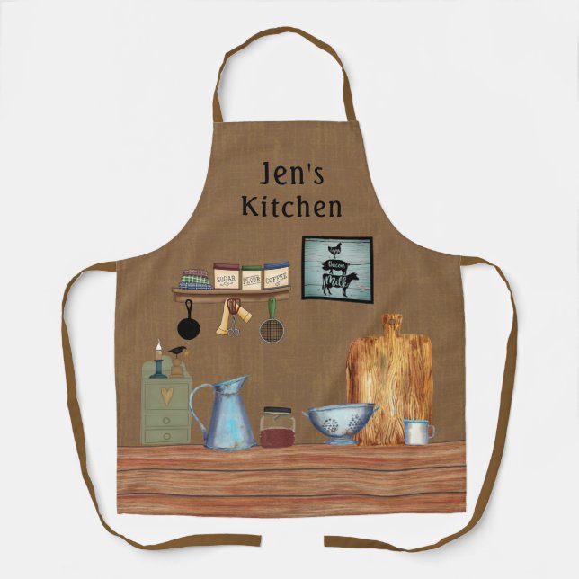 Country Rustic Farmhouse Kitchen Personalised Apron (Front)