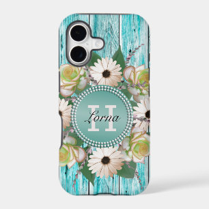 Country Rustic Flora Barn Wood Monogram