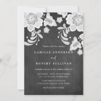 Country Rustic Floral Lace on Chalkboard Wedding