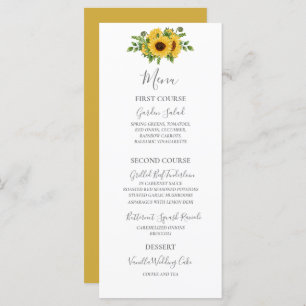 Country Rustic Gold Floral Sunflower Wedding Menu