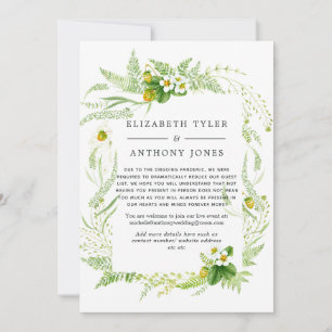 Country Rustic Greenery Wedding Reduced Guest List Announcement