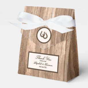 Country Rustic Horseshoe & Brown Wood Wedding Favour Box