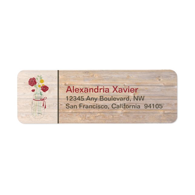 Country Rustic Mason Jar Address Labels (red) (Front)