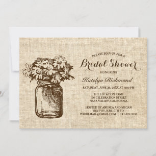 Country Rustic Mason Jar Bridal Shower Card