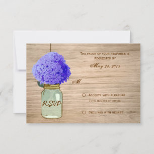 Country Rustic Mason Jar CornFlower Blue RSVP Card