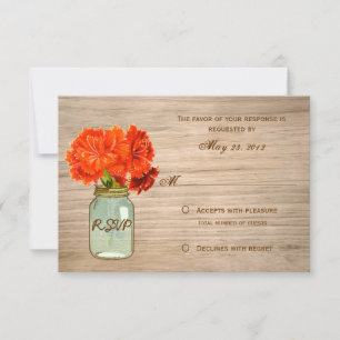 Country Rustic Mason Jar Flowers RSVP Card