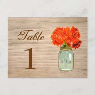 Country Rustic Mason Jar Flowers Table Number Postcard