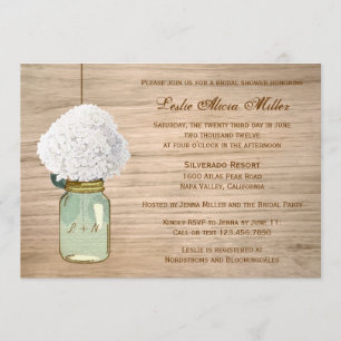 Country Rustic Mason Jar Hydrangea Bridal Shower Invitation