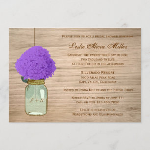 Country Rustic Mason Jar Hydrangea Bridal Shower Invitation