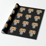 Country Rustic Mason Jar Sunflower Wedding Wrapping Paper<br><div class="desc">Country Rustic Mason Jar Sunflower Wedding Wrapping Paper - features a black background with mason jars filled with sunflowers.  Love is printed on the jars.  See the matching wedding collection found below.</div>