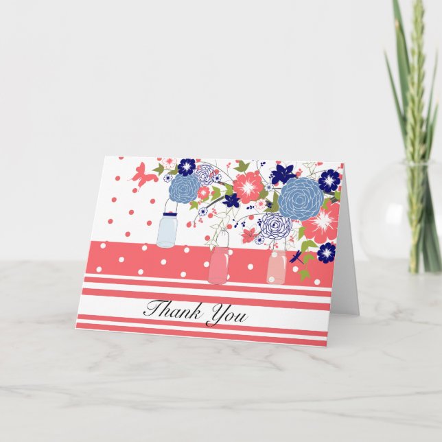 Country Rustic Mason Jar Thank You Card (Front)