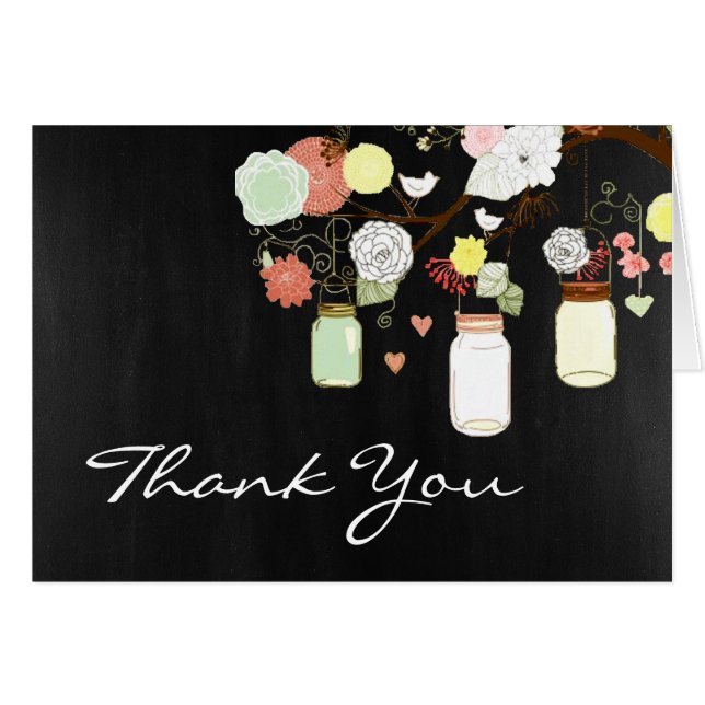 Country Rustic Mason Jar Thank You Card (Front Horizontal)