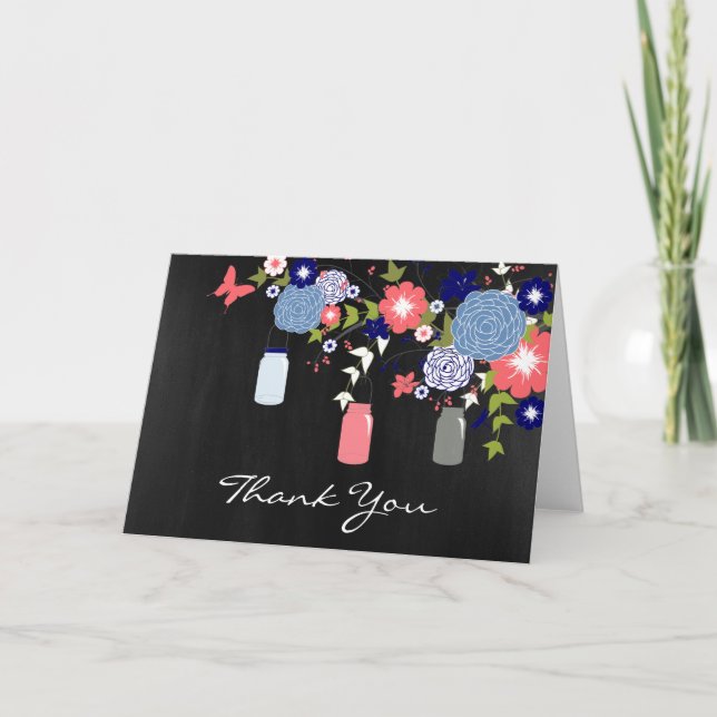 Country Rustic Mason Jar Thank You Card (Front)