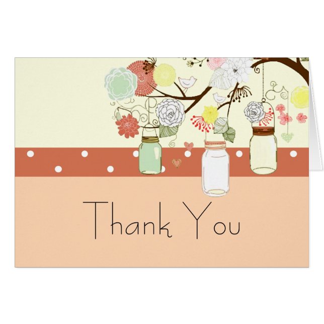 Country Rustic Mason Jar Thank You Card (Front Horizontal)