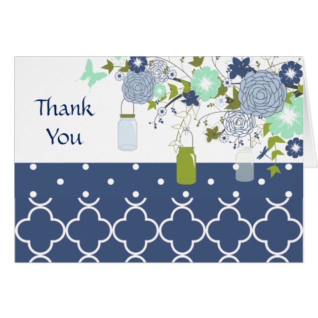 Country Rustic Mason Jar Thank You Card (Front Horizontal)