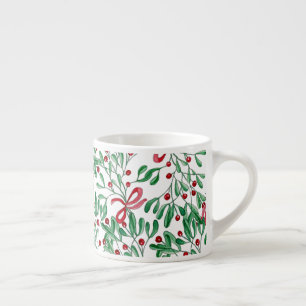 Country Rustic Mistletoe Watercolor Hand-painted Espresso Cup