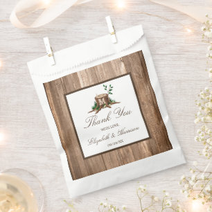 Country Rustic Monogram Tree & Wood Wedding Favour Bag