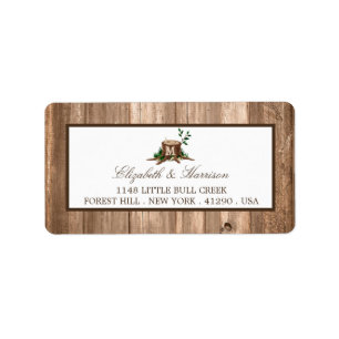 Country Rustic Monogram Tree & Wood Wedding Label