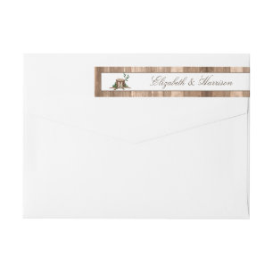 Country Rustic Monogram Tree & Wood Wedding Wrap Around Label