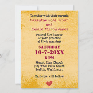 Country Rustic Old Look Typed Wedding Invitation