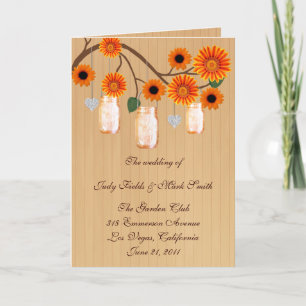 Country Rustic Orange Mason Jars Program Card