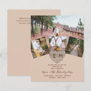 Country Rustic Photo Carved Heart Monogram Wedding