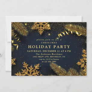 Country Rustic Pine Cones Branch Christmas Party Invitation