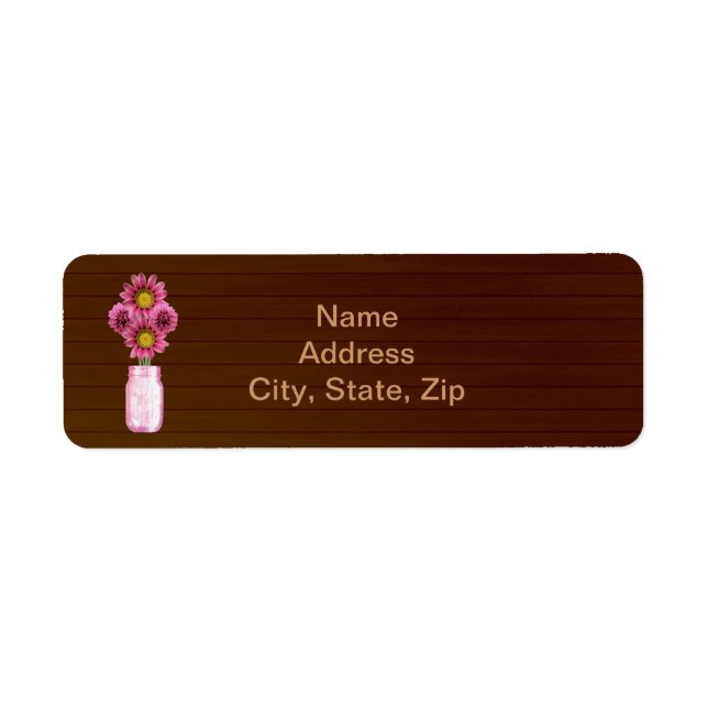 Country Rustic Pink Mason Jar Address Labels (Front)