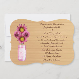 Country Rustic Pink Mason Jar Wedding Invitation