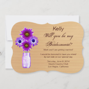 Country Rustic Purple Mason Jar Bridesmaid Card