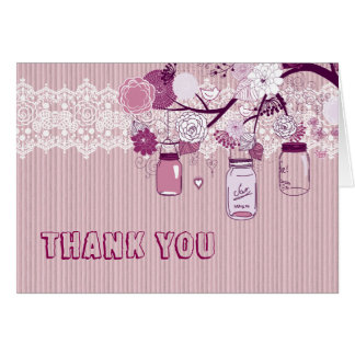 Country Rustic Purple Mason Jar Thank You Card