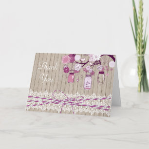 Country Rustic Purple Mason Jar Thank You Card