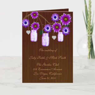Country Rustic Purple Mason Jars Program Card