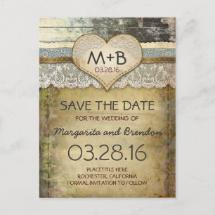 country rustic save the date postcards